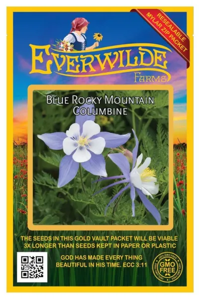 800 Blue Rocky Mountain Columbine Wildflower Seeds - Everwilde Farms Mylar - £7.47 GBP