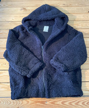 gap teen NWT girl’s full zip hooded sherpa jacket size 14-16 black HG - £27.14 GBP