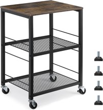 Mooace Rustic 3 Tier End Table With Wheel,Side Table Nightstand, Brown&amp;Black - $51.99