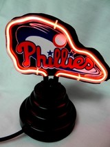 MLB Baseball Philadelphia Phillies Baseball Table Top Neon Light Sign 6&quot; X 4&quot; - £77.87 GBP