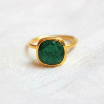 100% Green Aventurine 925 Sterling Silver Gold Plated Handmade Everyday Ring - £64.46 GBP