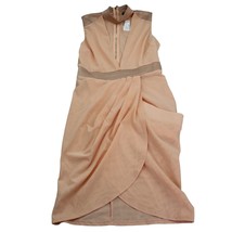 CQ By CQ Dress Womens L Beige Peach Sheath Midi V Neck Sleeveless NWT!  - £28.31 GBP
