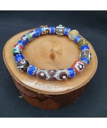 Vintage Beautiful blue chevron African Glass beads collection Bracelet - £24.80 GBP