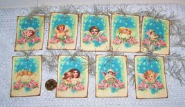 9 Pcs Vintage Angels Shabby Chic Gift Vintage Linen Hang Tags #MNSD - £11.76 GBP