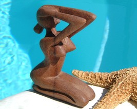 Wood Carved Abstract Nude Woman Sculpture Figure Hand Crafted - £15.77 GBP