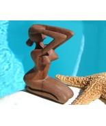Wood Carved Abstract Nude Woman Sculpture Figure Hand Crafted - $19.95