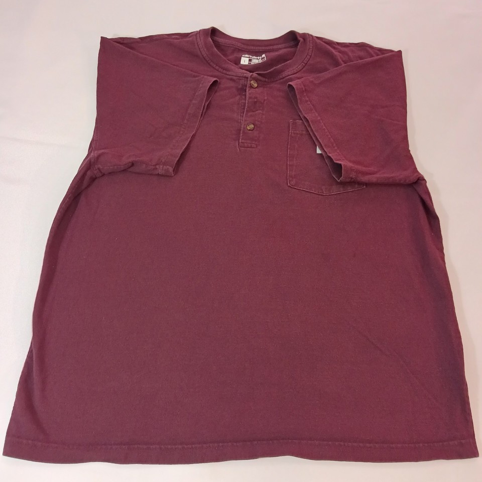 Carhartt K84 PRT Men's Burgundy Cotton Short Sleeve Henley T-Shirt Size Large Item image 13