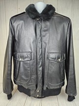 Vintage Cooper Black Leather Bomber Jacket Mens 42L Fleece Lined 1970s Made USA - £85.17 GBP