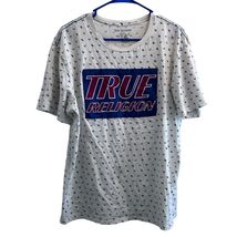 True Religion Tshirt Mens XL White Blue w/Red AOP The Buddah Brand - $21.33