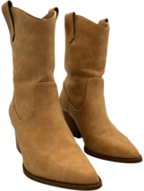 Qupid Women&#39;s Tan Distress Nubuck Vegan Leather Point Toe Western boots ... - $19.13