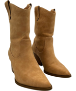 Qupid Women&#39;s Tan Distress Nubuck Vegan Leather Point Toe Western boots ... - $26.90 CAD