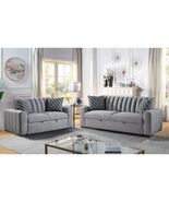 Thame Grey Boucle Sleeper Sofa &amp; Loveseat Set with Channel Tufting - $1,799.00