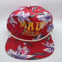 Vintage 80&#39;s San Sun Maui Tropical Schnapps Snapback Hat Hawaiian Floral... - $20.08 CAD