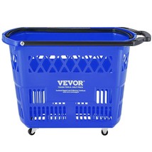 VEVOR Plastic Rolling Shopping Trolley Basket On Wheels 6PCS 39L with Ha... - $168.14