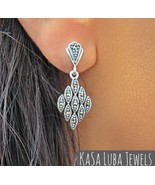 Sterling Silver Marcasite Dangle Earrings: Antique Inspired - $971.66 MXN