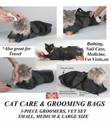 3 pc SET CAT GROOMING Nail Clip Bath Travel BAG NO BITE SCRATCH RESTRAIN... - $59.99