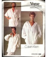 Vintage 80s Vogue Craft Sewing Pattern Calvin Klein 1509 Shirts Blouses 8 Misses - £11.21 GBP