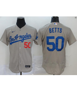 Dodgers #50 Mookie Betts Away Jersey Old Style Uniform White - $45.00