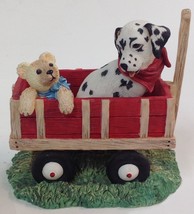 Hamilton Collection Dalmatian Dog Figurine Spot Takes A Ride 1996 Wagon - $15.79