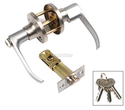 Entrance Keyed Entry Satin Chrome Commercial Door Handle Locks - £24.89 GBP