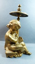Vintage Bronze color cast iron Cherub Child Victorian Sculpture Figurine - £99.52 GBP