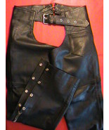 Interstate women&#39;s S black genuine leather motorcycle biker riding chaps... - $92.60 CAD