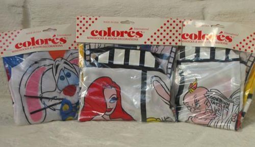 3 Mint Jessica Roger Rabbit Disney Colores Windsocks Factory Sealed - £79.44 GBP