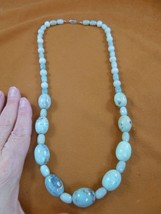 (v326-170) 26&quot; long natural Blue turquoise gemstone + Chalcedony beaded Necklace - £80.20 GBP