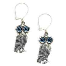  Goddess Athena&#39;s Wise Little Owl  - Sterling Silver Earrings with Hooks - A  - £34.59 GBP