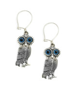  Goddess Athena&#39;s Wise Little Owl  - Sterling Silver Earrings with Hooks... - £34.40 GBP