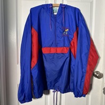 Vintage University of Kansas Jayhawks Embroidered Colorblock Pullover Hooded XL - £39.70 GBP