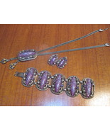 Vintage Jewelry Necklace, Earring &amp; Bracelet Purple - £39.96 GBP