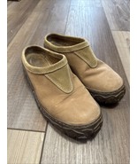 LL Bean Women’s Size 6 M Tan Leather Suede Mule Clogs Slip On Shoes - $19.53
