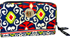 Vera Bradley &quot; SUN VALLEY&quot; Turnlock Zip Around Fabric Wallet - $25.70