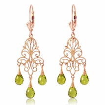 3.75 Carat 14K Solid Rose Gold Peridot Gemstone Chandelier Earrings - £378.16 GBP