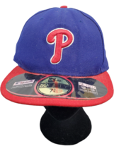 New Era Authentic Philadelphia Phillies MLB Baseball Hat Cap Sz 7.75 Red Blue - £15.09 GBP