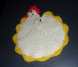 Handmade Crocheted White Chicken Hen Potholder Farm Country Kitchen  Brand New - £9.46 GBP