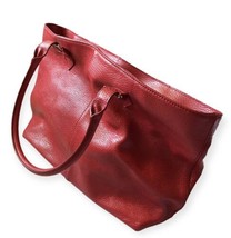Brooks Brothers Red Pebbled Leather Unlined Shoulder Bag Purse &amp; Storage... - $52.99