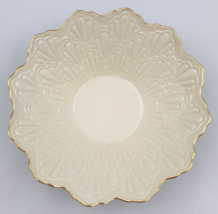 Vintage Lenox Jacquard Scalloped Fluted Embossed Bowl w/ Gold Rim USA 9.75&quot; Dia - £22.38 GBP