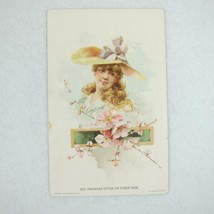 Antique 1894 Victorian Trade Card Lion Coffee Woolson Spice Toledo Lovely Lady - £15.70 GBP