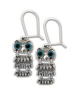 Goddess Athena&#39;s Wise Little Owl -  Sterling Silver Earrings with Hooks   - $45.00