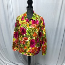 Laura Ashley Jacket Womens Large Bright Colors Floral Buttons Pockets Bl... - £11.76 GBP