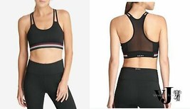DKNY Sport Track-Stripe Racerback Mid-Impact Sports Bra Black - $24.00