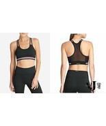 DKNY Sport Track-Stripe Racerback Mid-Impact Sports Bra Black - £18.15 GBP