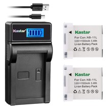 Kastar Battery (X2) &amp; LCD Slim USB Charger for Canon NB-11L and PowerShot SX410  - £20.39 GBP