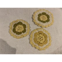 Vintage Set Of 3 Handmade Crocheted Sunflower Hot Pads / Potholders / Do... - $257.41 MXN