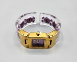 Joan Rivers Classics Watch Acrylic Floral Rose Cuff Purple NEW Needs Bat... - $24.18