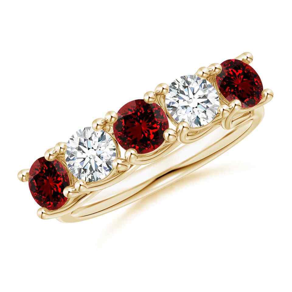 Authenticity Guarantee 
Angara 4.5mm Lab Grown Ruby Ring in 14K Yellow Gold (... - £1,182.49 GBP