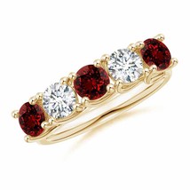 Authenticity Guarantee 
Angara 4.5mm Lab Grown Ruby Ring in 14K Yellow Gold (... - £1,174.29 GBP