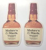 Vintage Maker&#39;s Mark Distillery Signature Barware Bottle Coasters Lot of 2 PB201 - £9.01 GBP